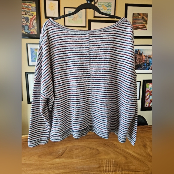 Free People Multicolor Oversized Striped Scoop Neck Long Sleeve Knit Top Size XS - Picture 9 of 11